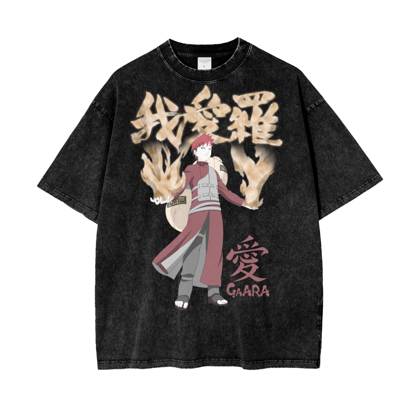 Gaara Naruto Oversize Snow Washed T-Shirt