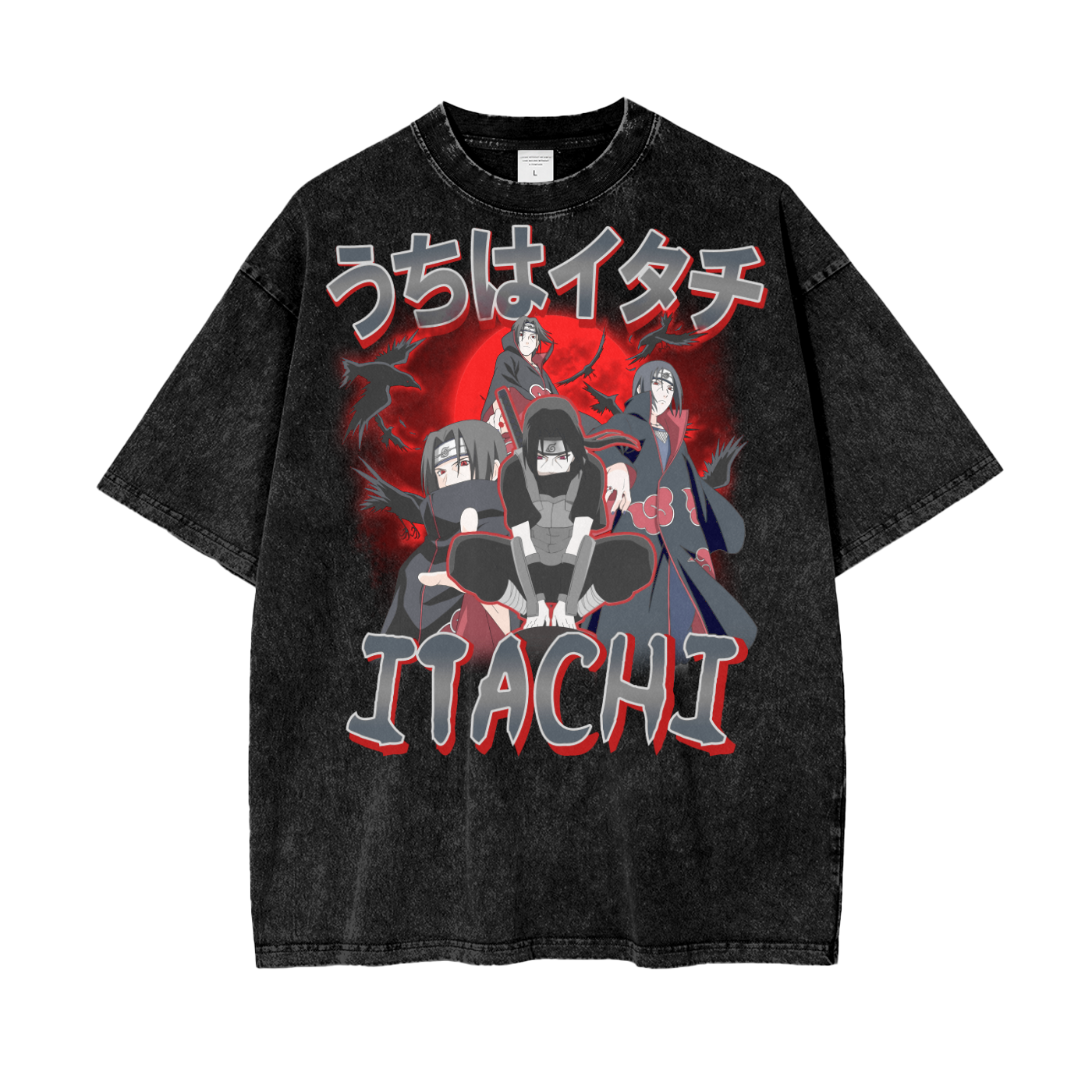 Itachi Uchiha Naruto Oversize Snow Washed T-Shirt