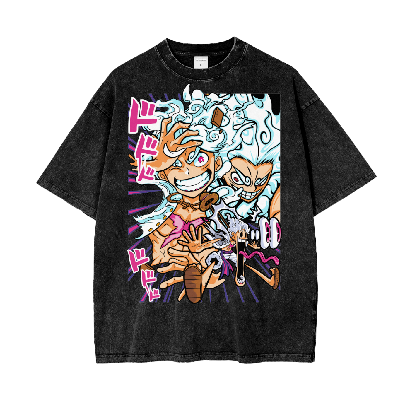 Sun God Luffy One Piece Oversize Snow Washed T-Shirt