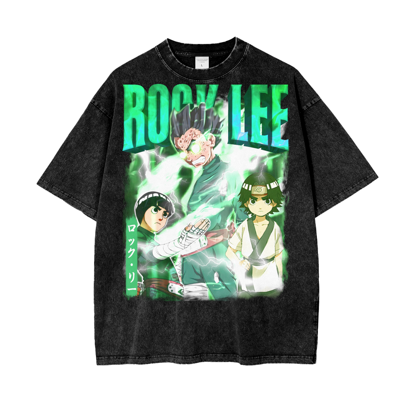 Rock Lee Naruto Oversize Snow Washed T-Shirt