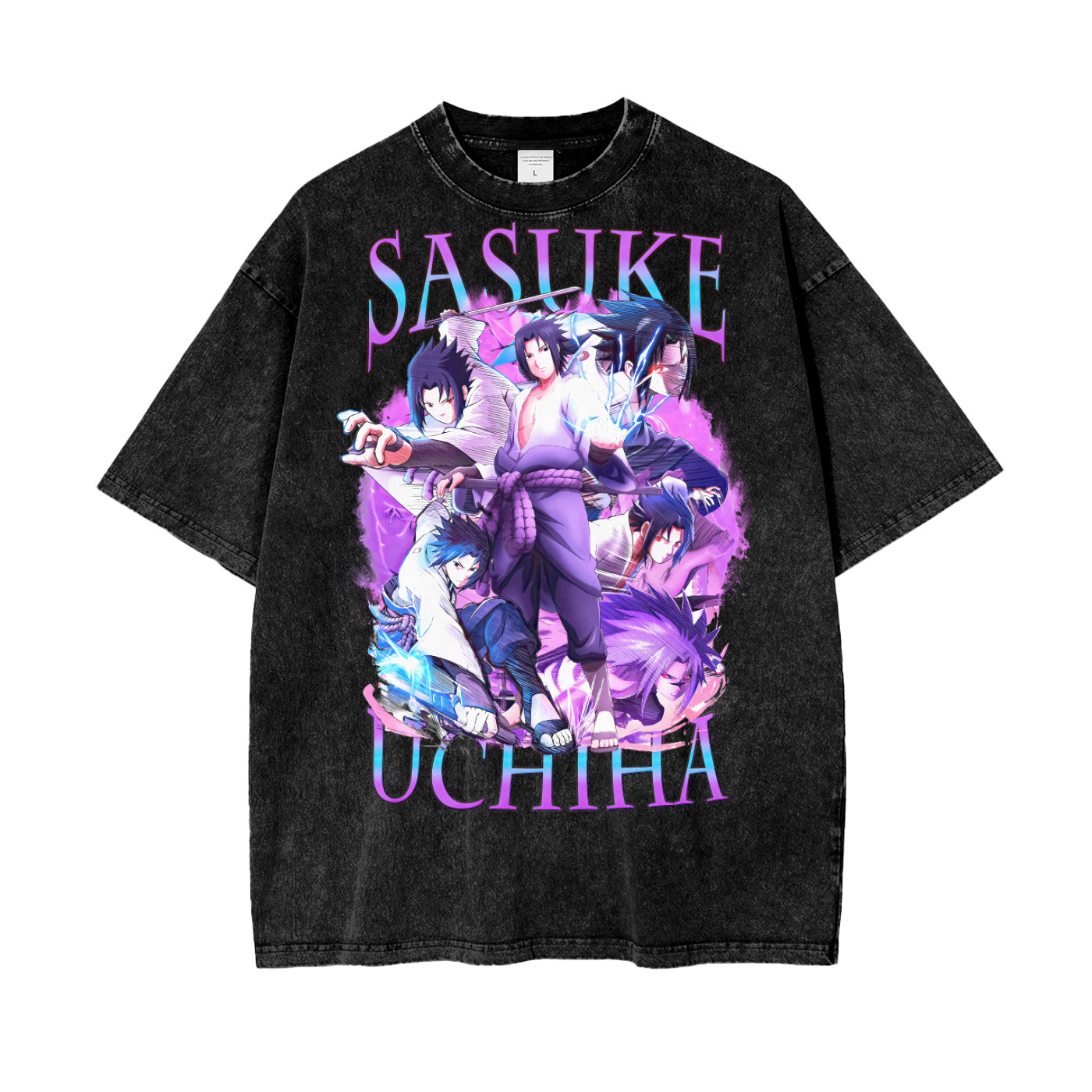 Sasuke Naruto Oversize Snow Washed T-Shirt
