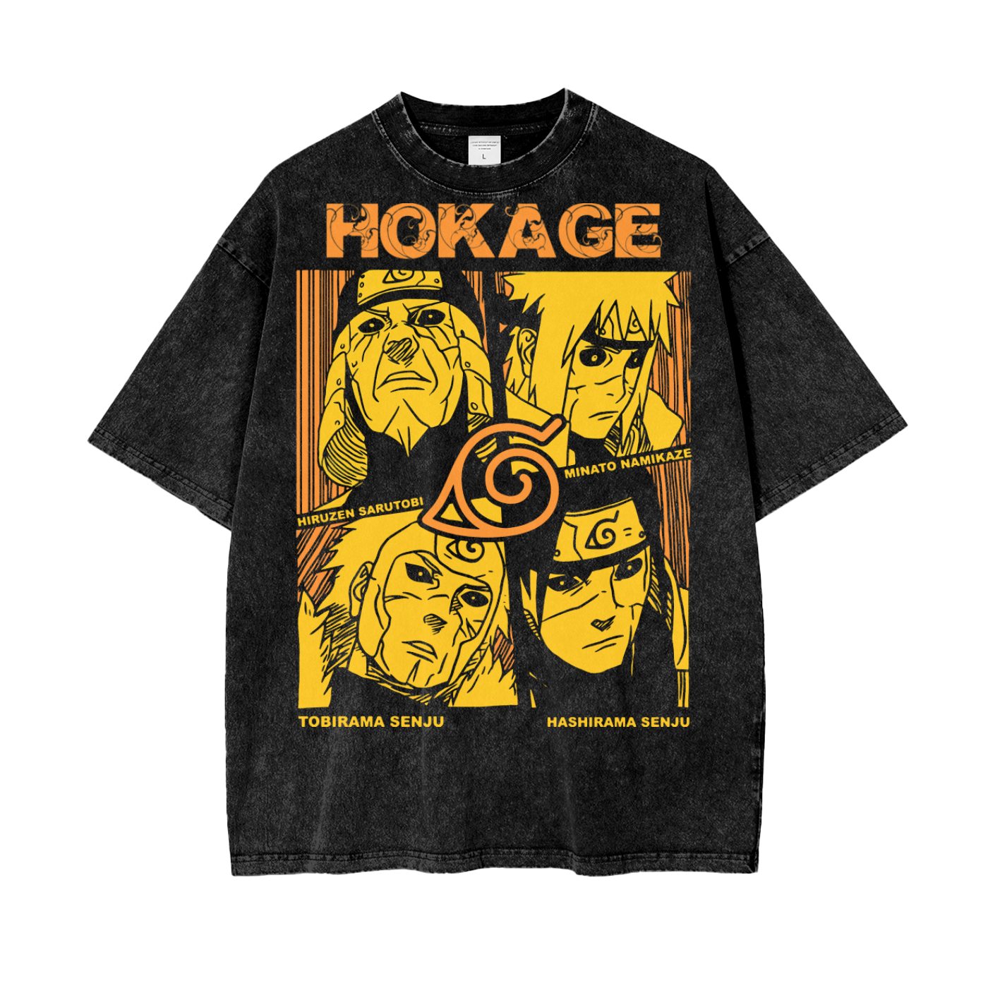 Hokages Naruto Oversize Snow Washed T-Shirt