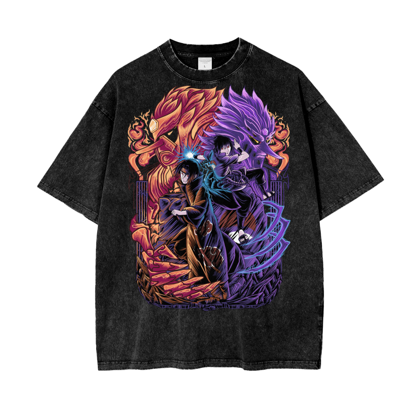Sasuke x Itachi Naruto Oversize Snow Washed T-Shirt