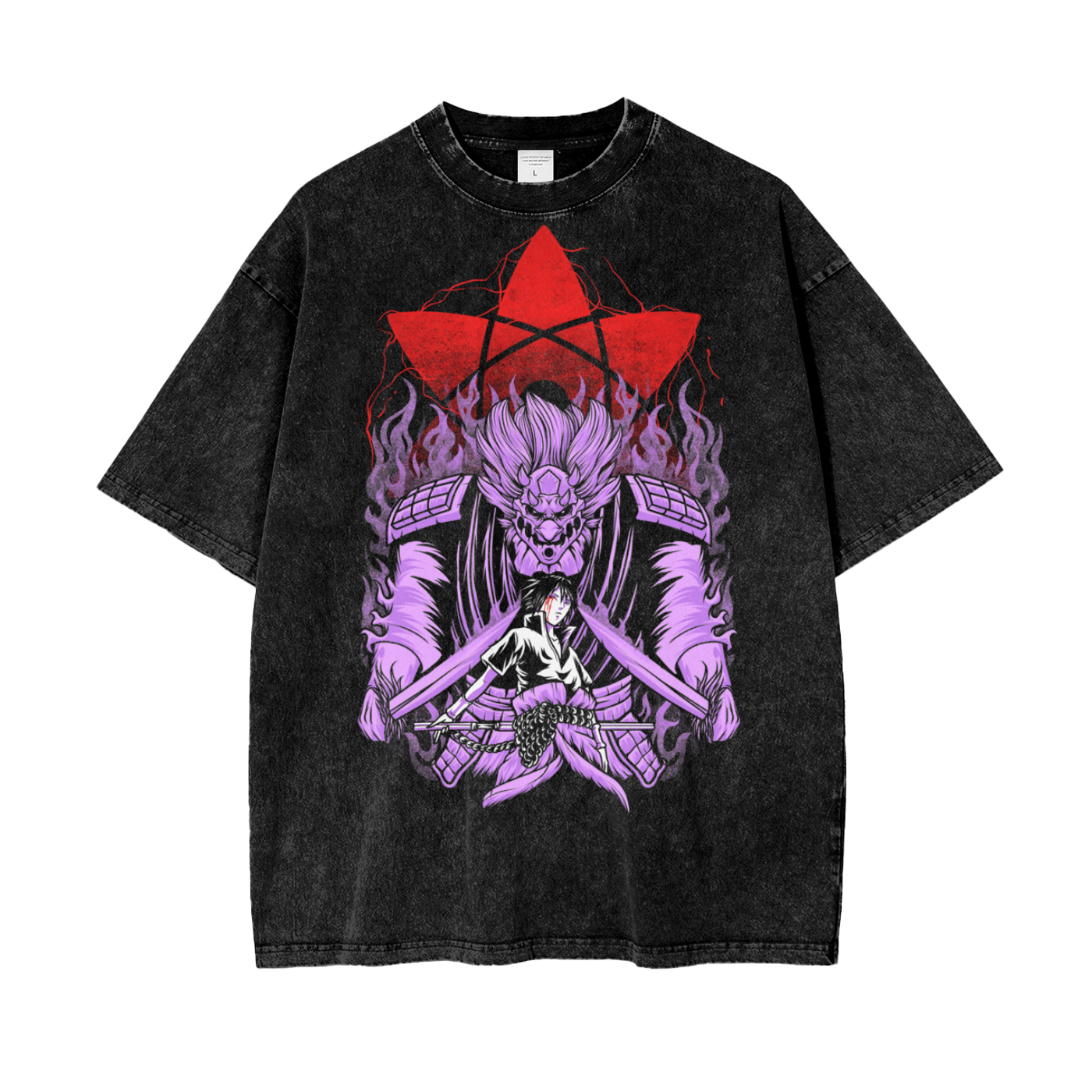 Sasuke Naruto Oversize Snow Washed T-Shirt
