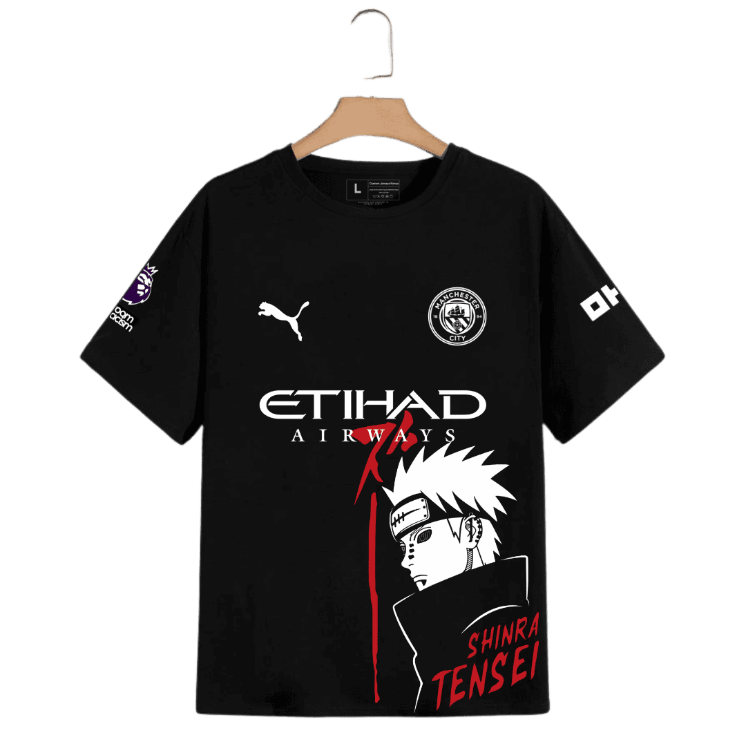 Manchester City x Pain Shinra Tensei" Custom Naruto Anime Jersey â€“ Dark Aura Edition"