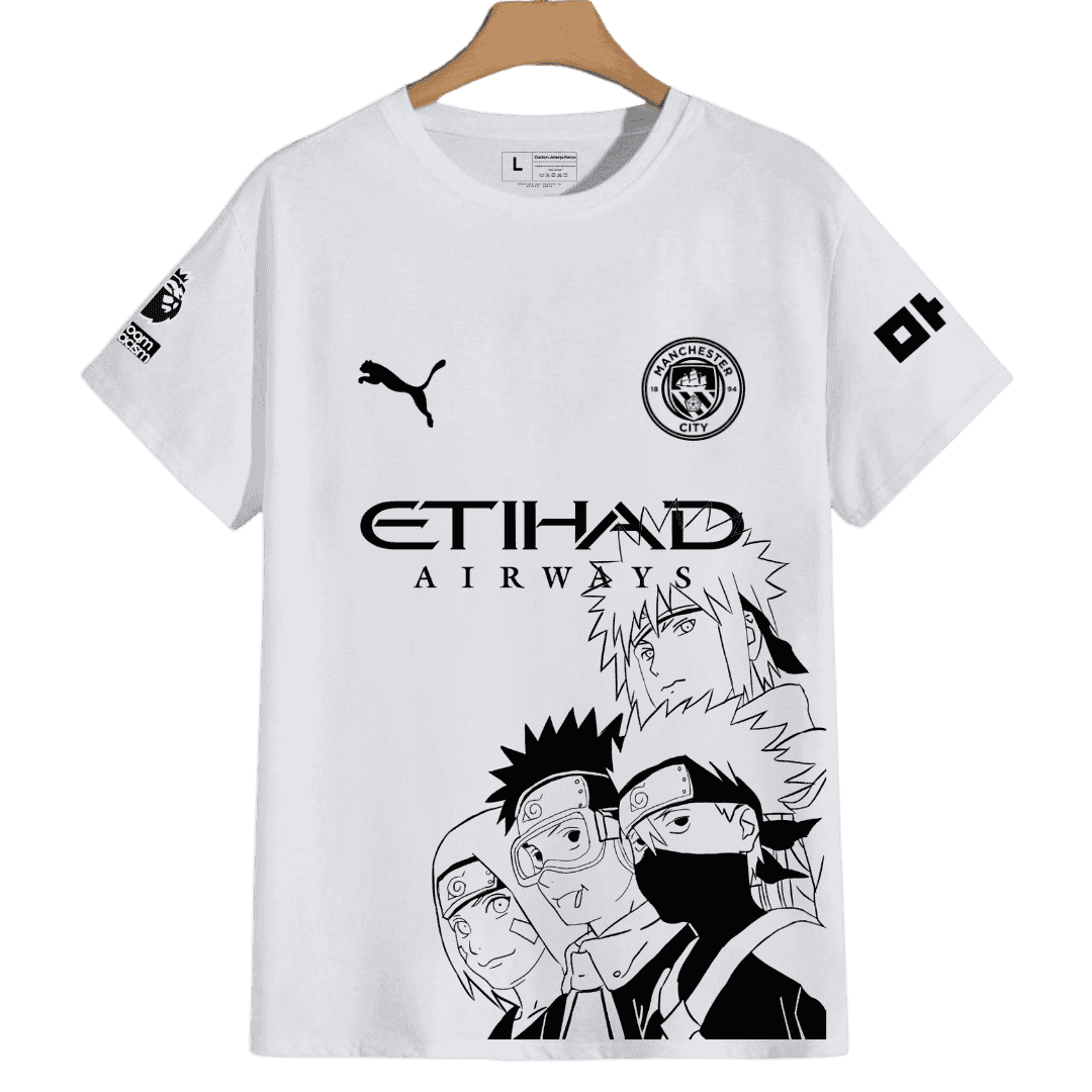 Man City  x Team 7, Naruto, Sasuke, Sakura, Kakashi Custom Anime Jersey