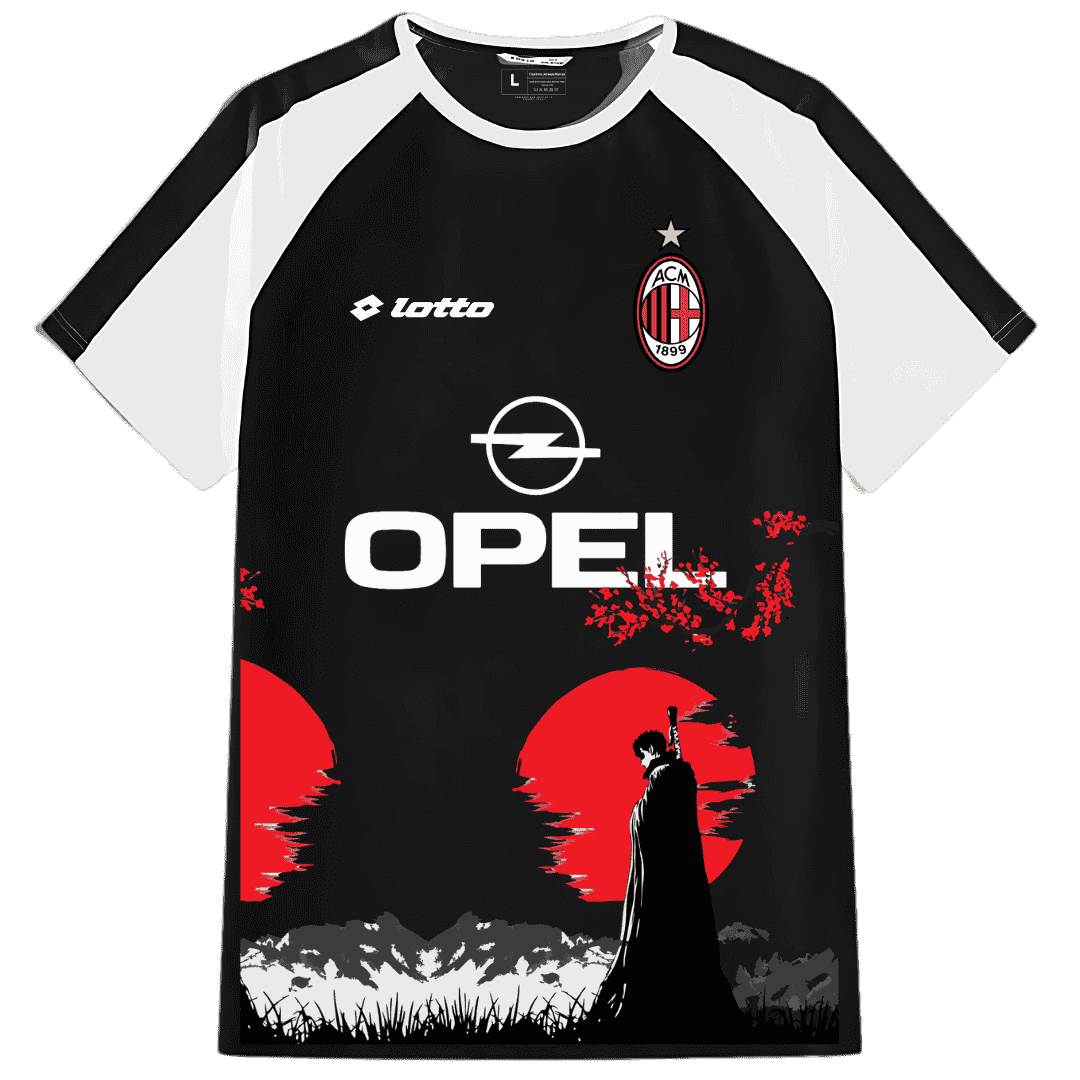 AC Milan Opel, Lotto, Retro Samurai Floral Jersey â€“ Heavy Polyester Fabric
