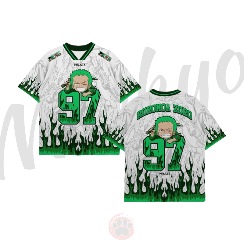 One Piece Roronoa Zoro Jersey Retro Anime One Piece