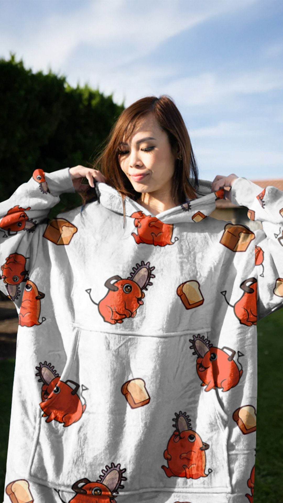 Pochita Hoodie Blanket