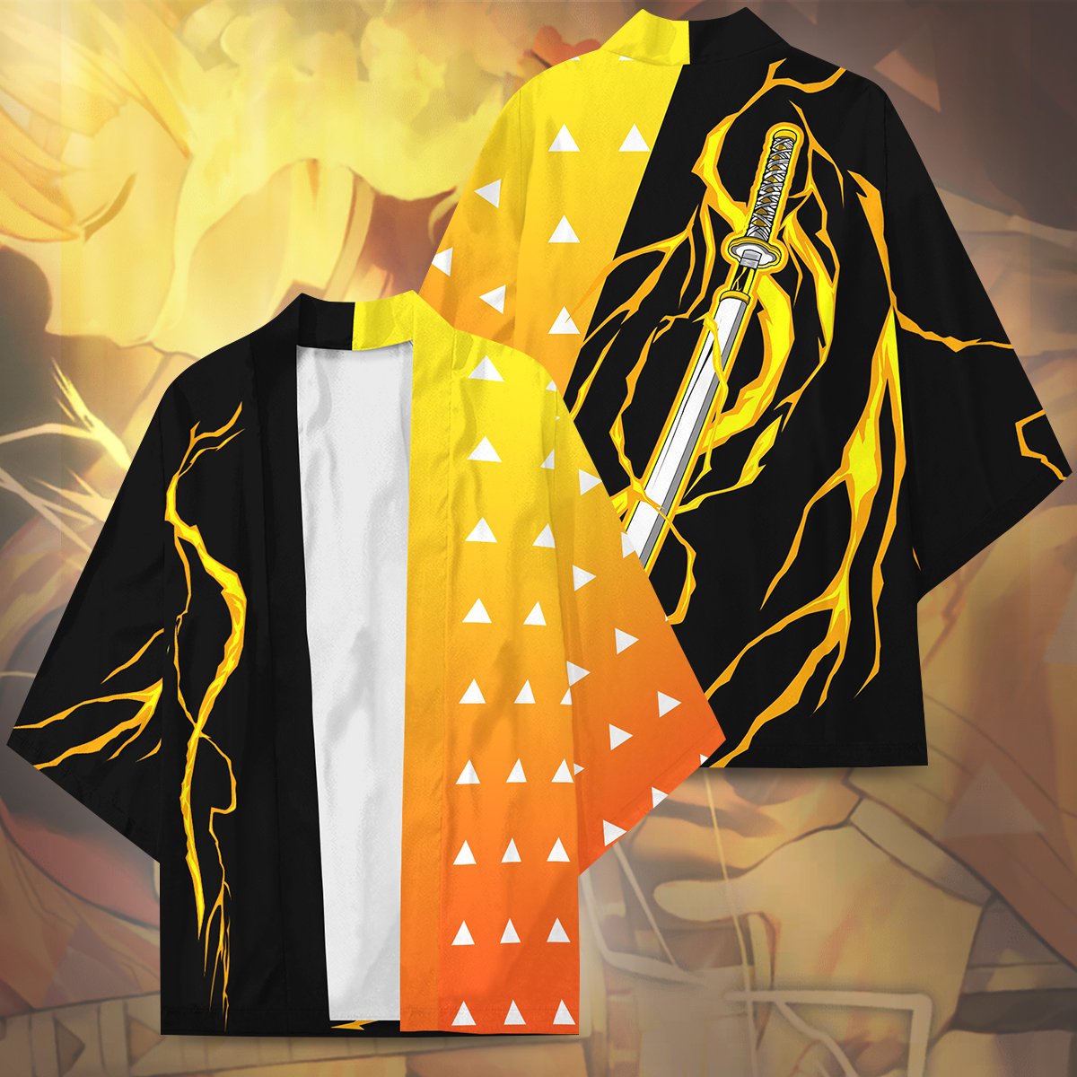 Demon Slayer Kimono - Zenitzu Sword Style Kimono FDM3107
