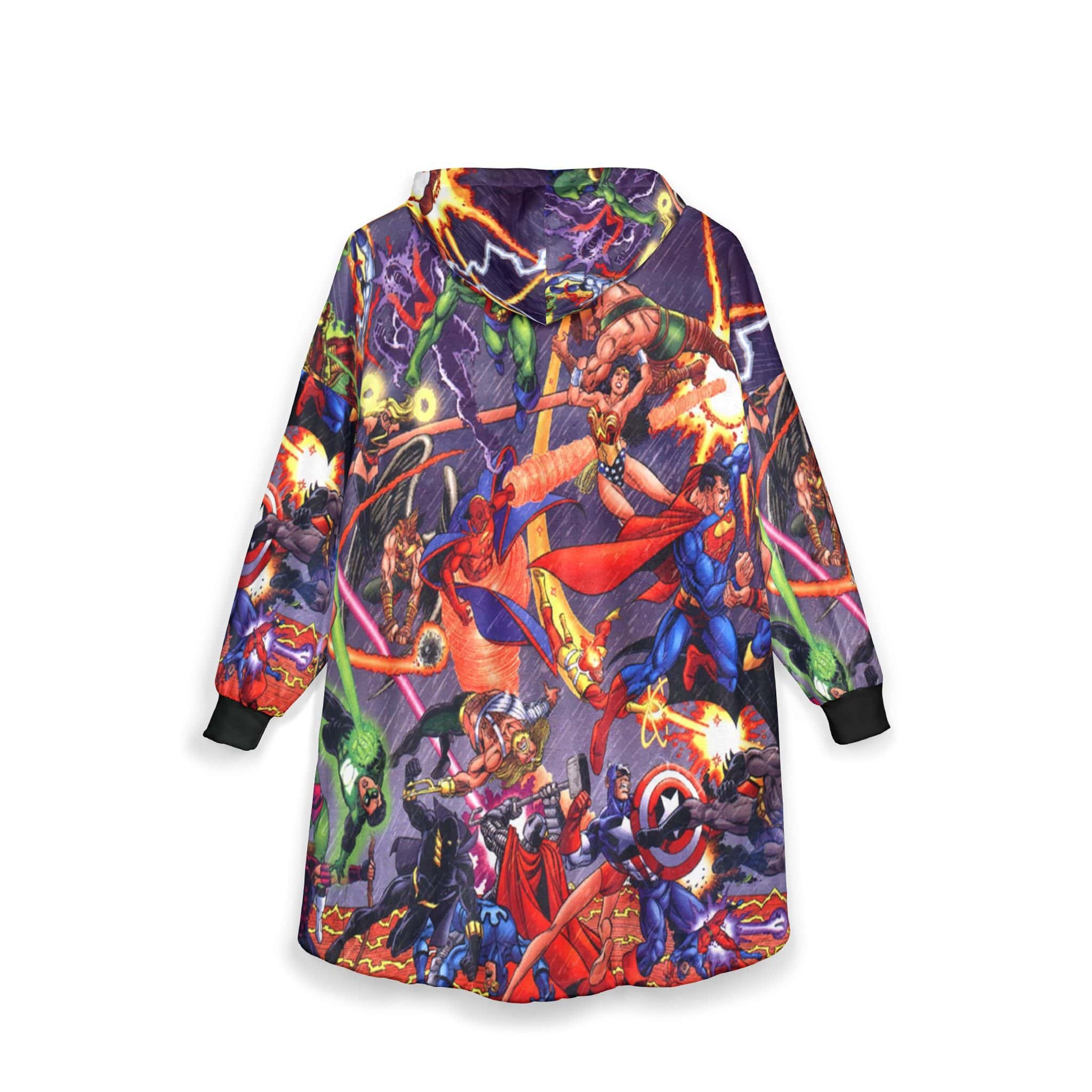 All Over Comic Heroes Blend Blanket Hoodie