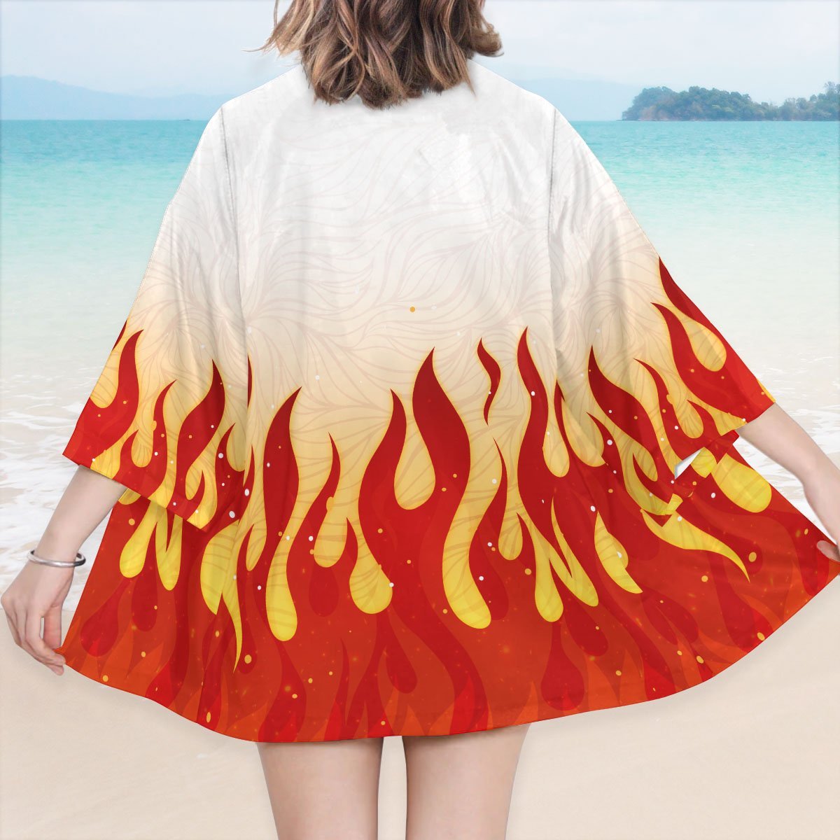 Demon Slayer Kimono - Kyojuro Fire Kimono FDM3107