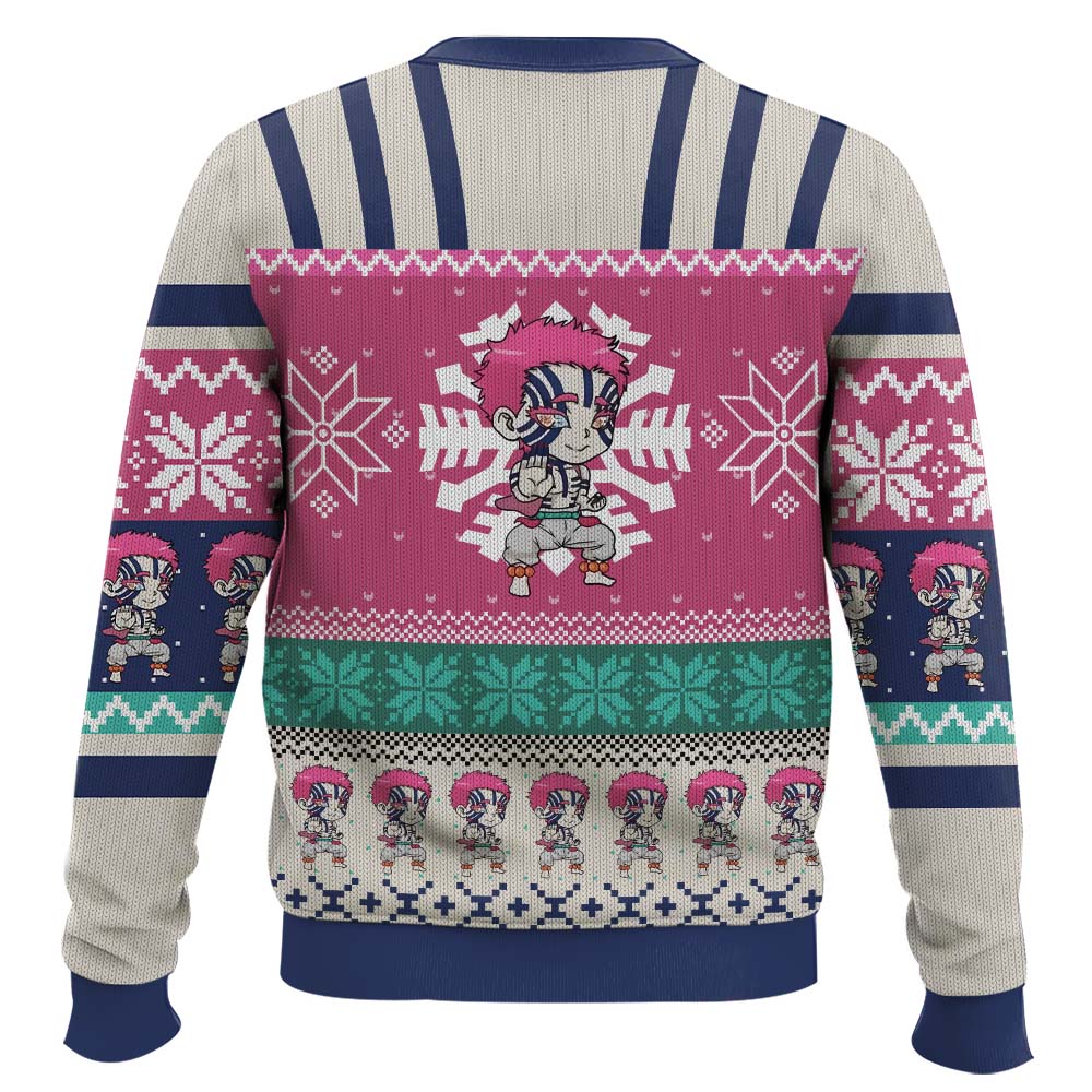 3D Anime Demon Slayer Akaza Ugly Christmas Sweater