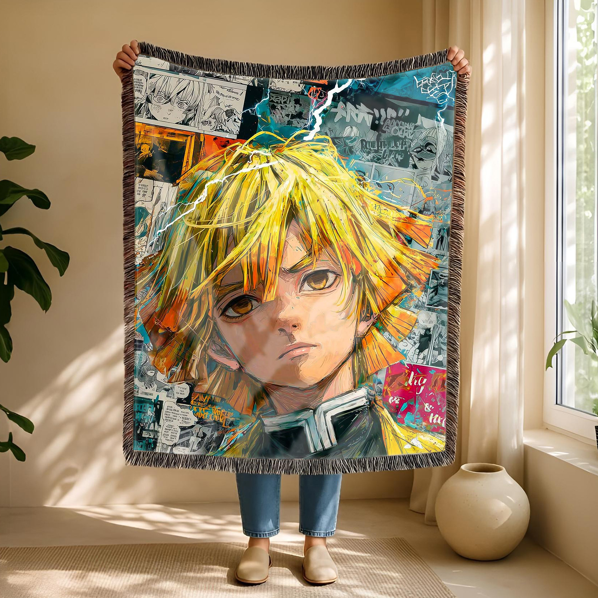Anime Blanket Golden Warrior Pose