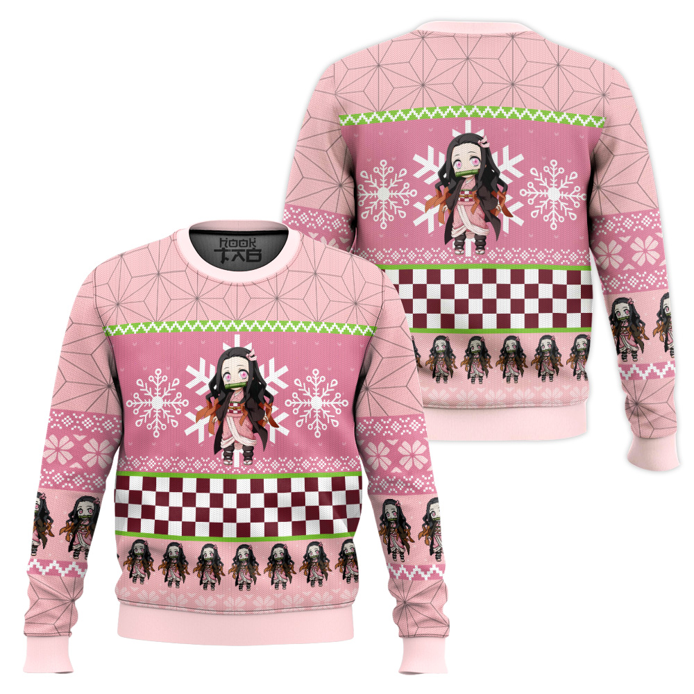 Chibi Christmas Nezuko Kamado Demon Slayer Ugly Christmas Sweater