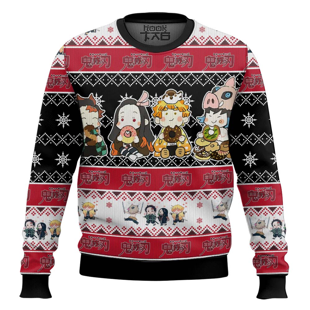 3D Anime Demon Slayer Tanjiro Friends Fandom Ugly Christmas Sweater VA311037