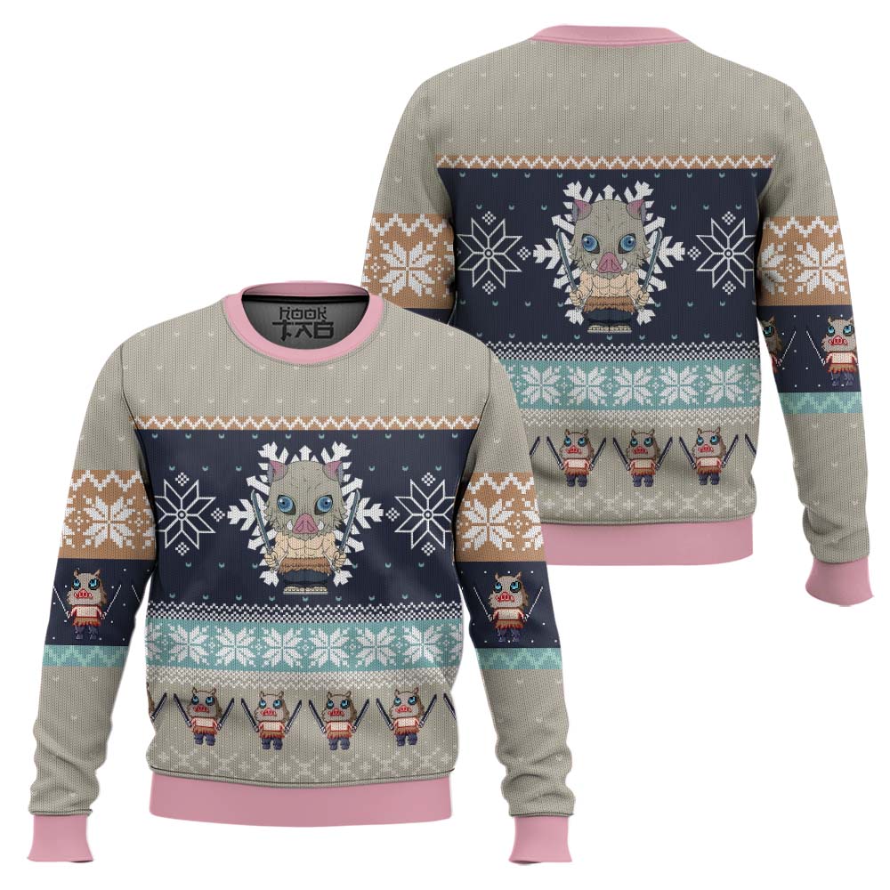 3D Anime Demon Slayer Inosuke Hashibira Ugly Christmas Sweater VA311153