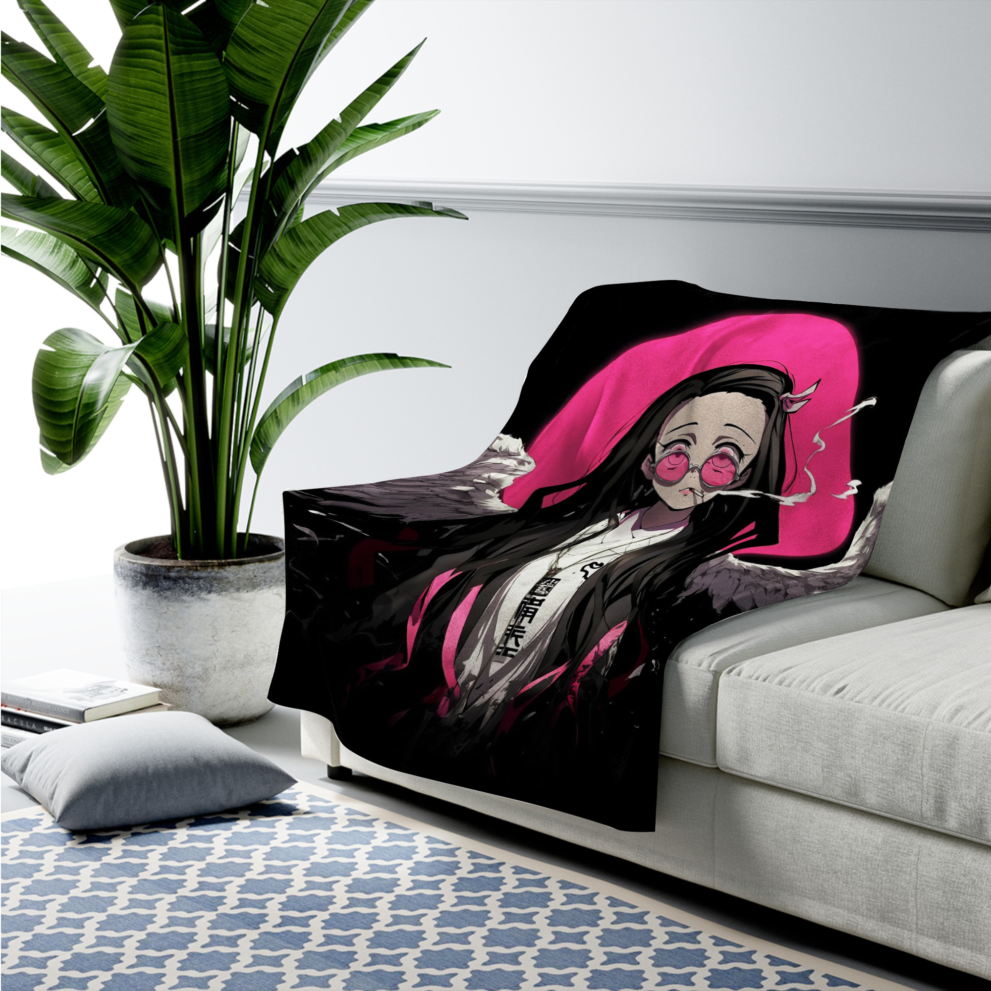 Demon Slayer Blood Demon Art Pose Fleece Blanket