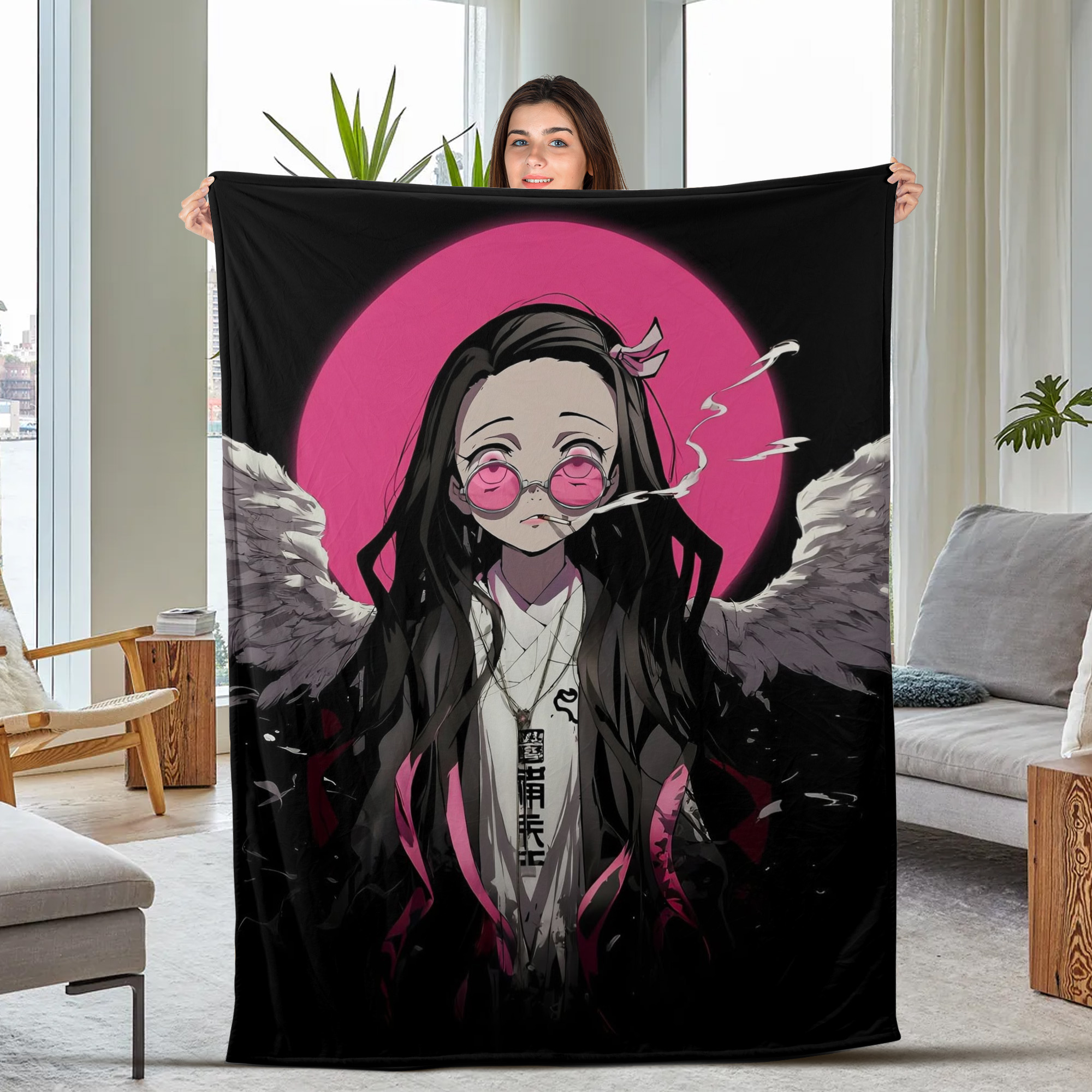 Demon Slayer Blood Demon Art Pose Fleece Blanket