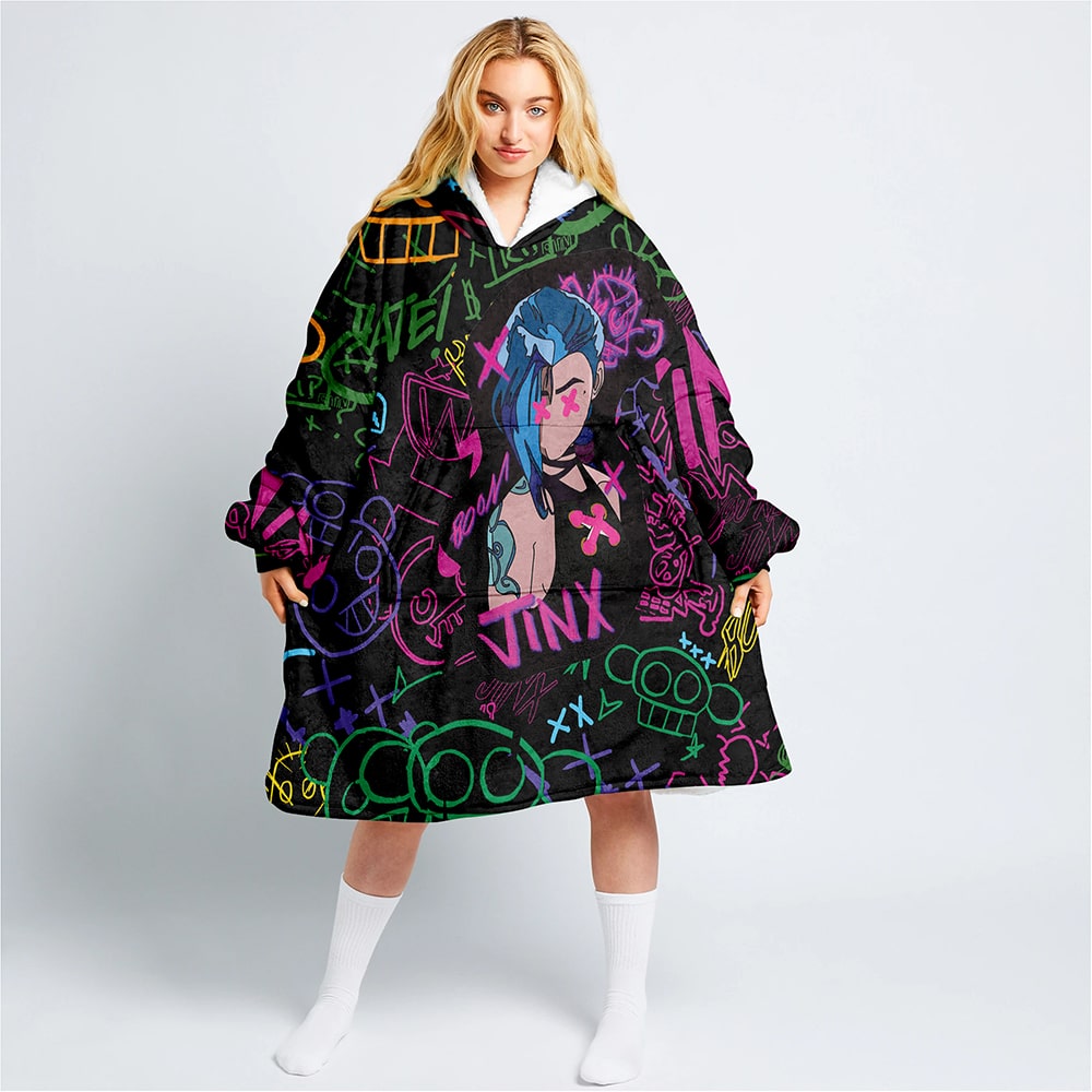 Jinx Neon Graffiti Blend Blanket Hoodie