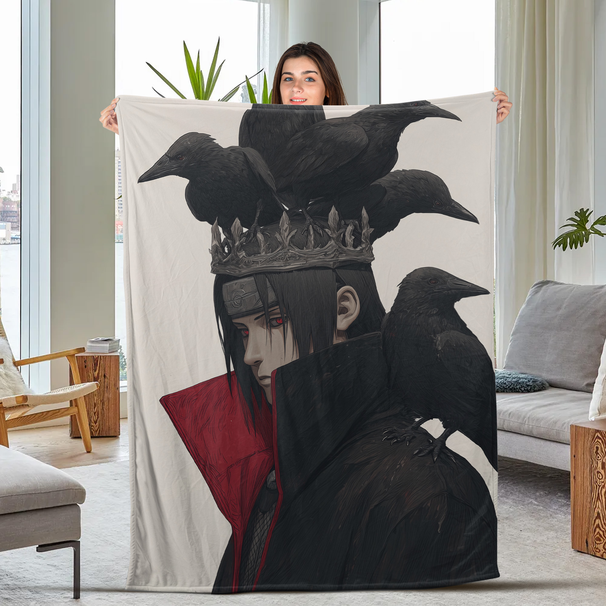 Itachi Moonlight Stance Fleece Blanket