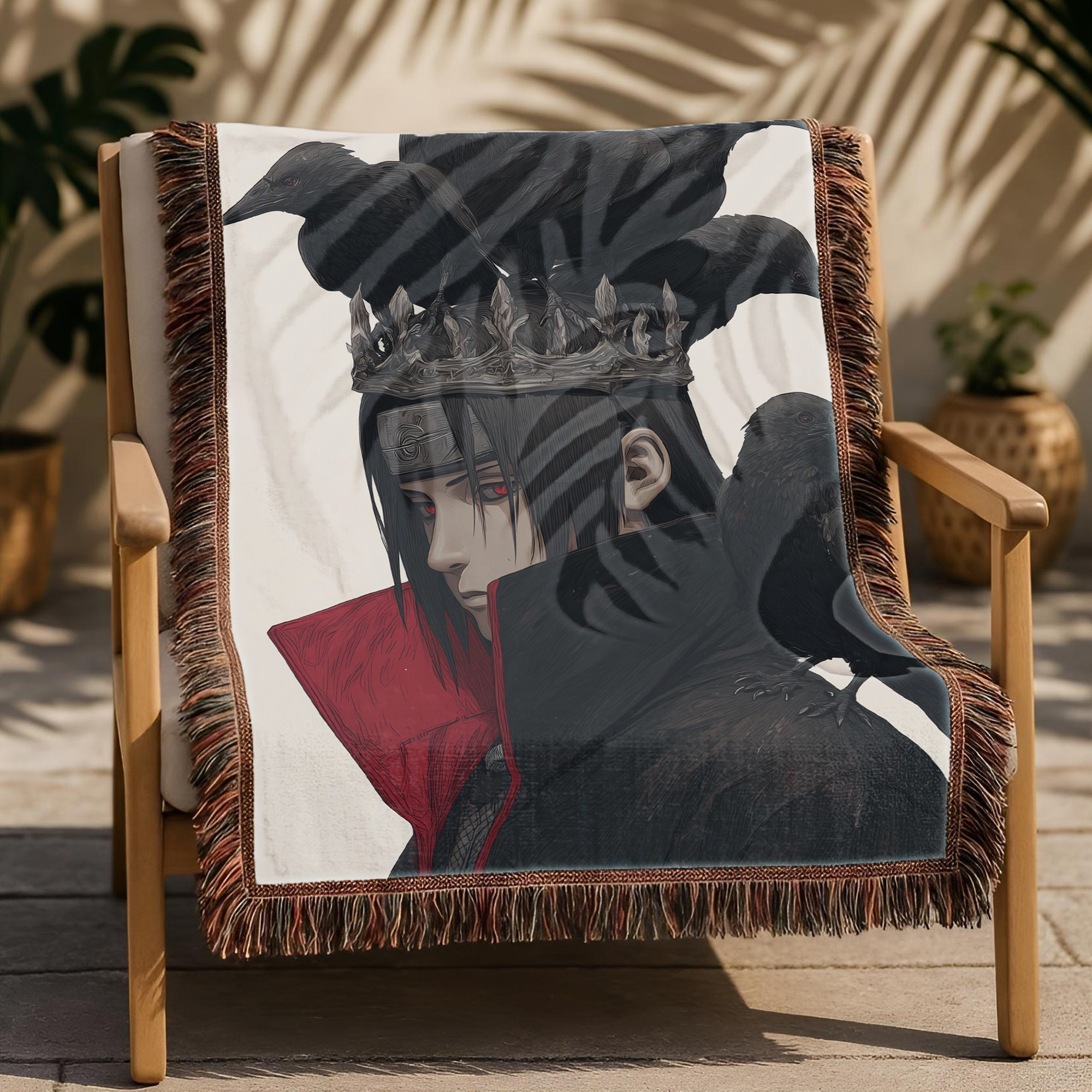 Anime Blanket Sasuke Uchiha Sharingan Battle Stance