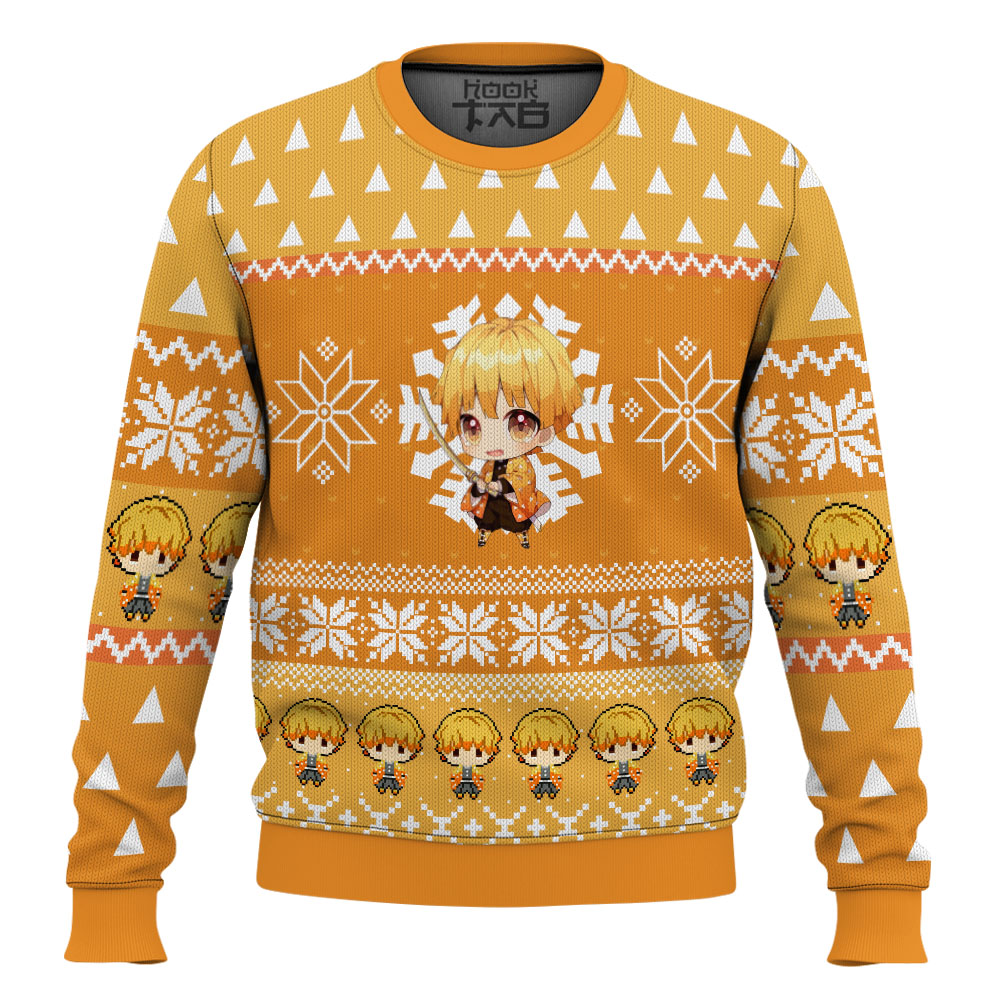 Chibi Christmas Zenitsu Agatsuma Demon Slayer Ugly Christmas Sweater
