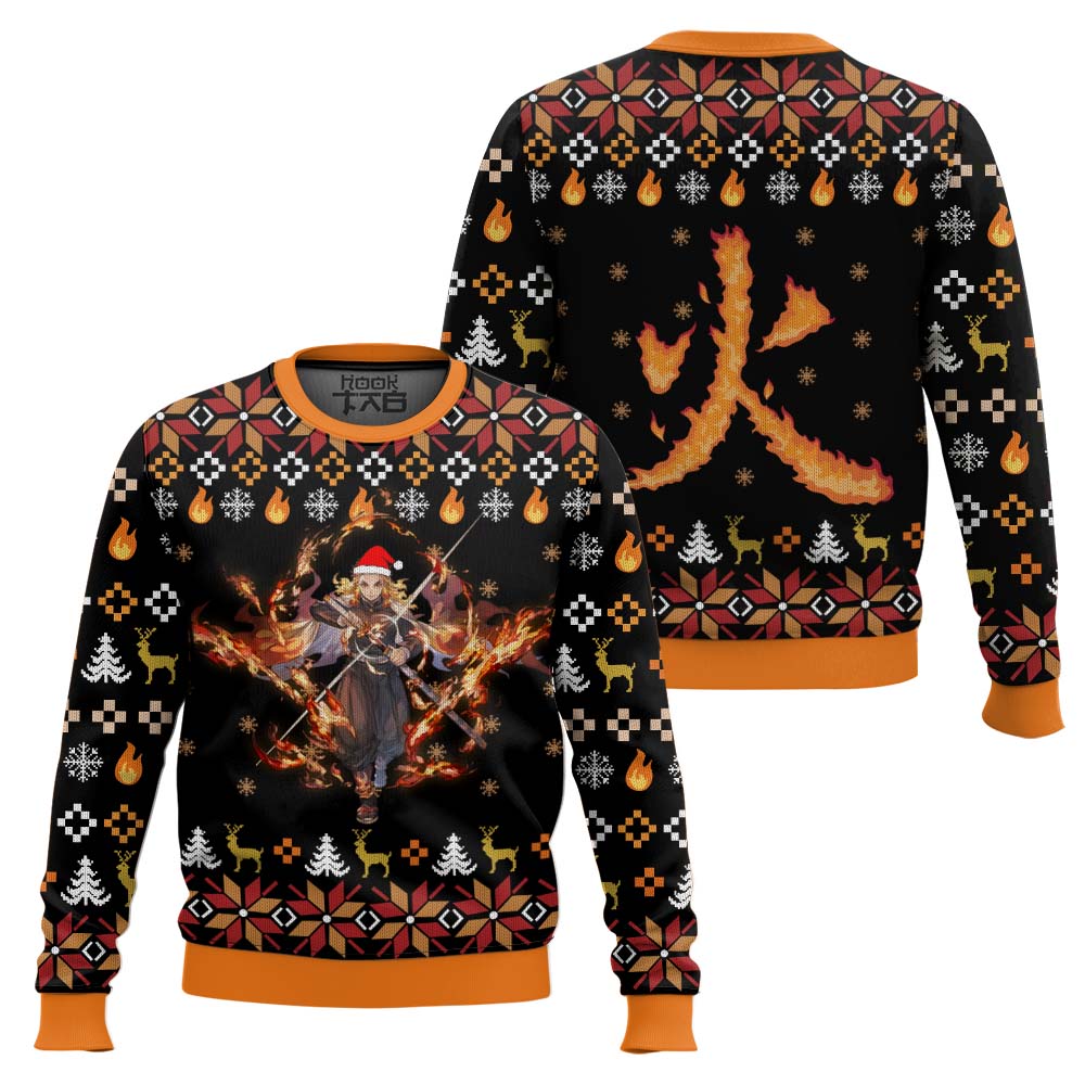 Fire Rengoku Demon Slayer Christmas Sweater