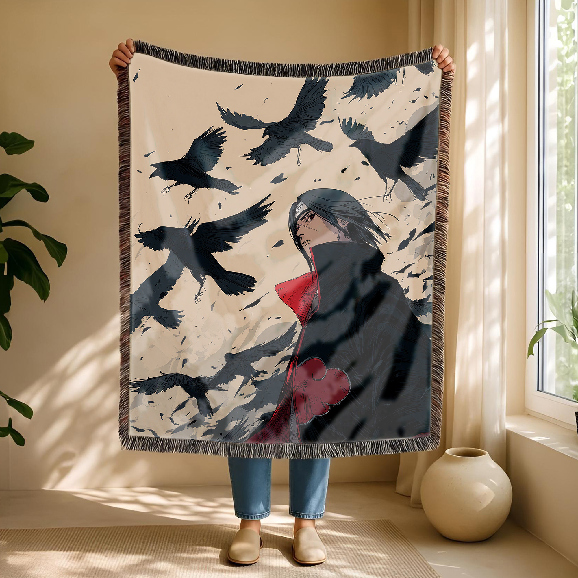 Anime Blanket Sasuke Uchiha Rinnegan Power Pose