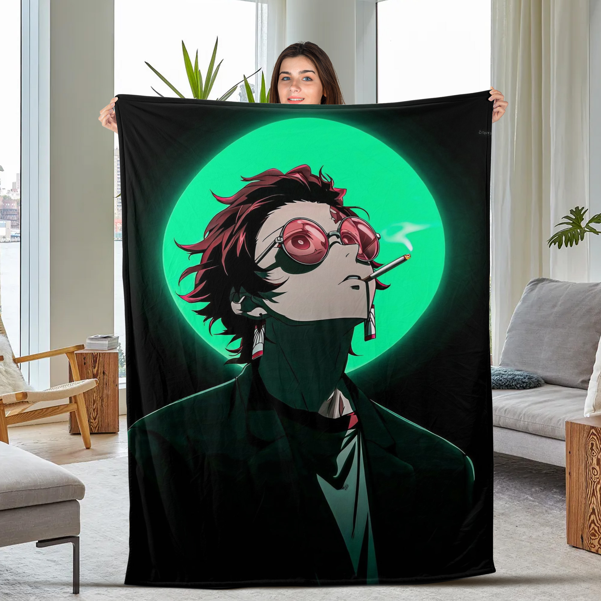 Demon Slayer Mist Breathing Pose Fleece Blanket