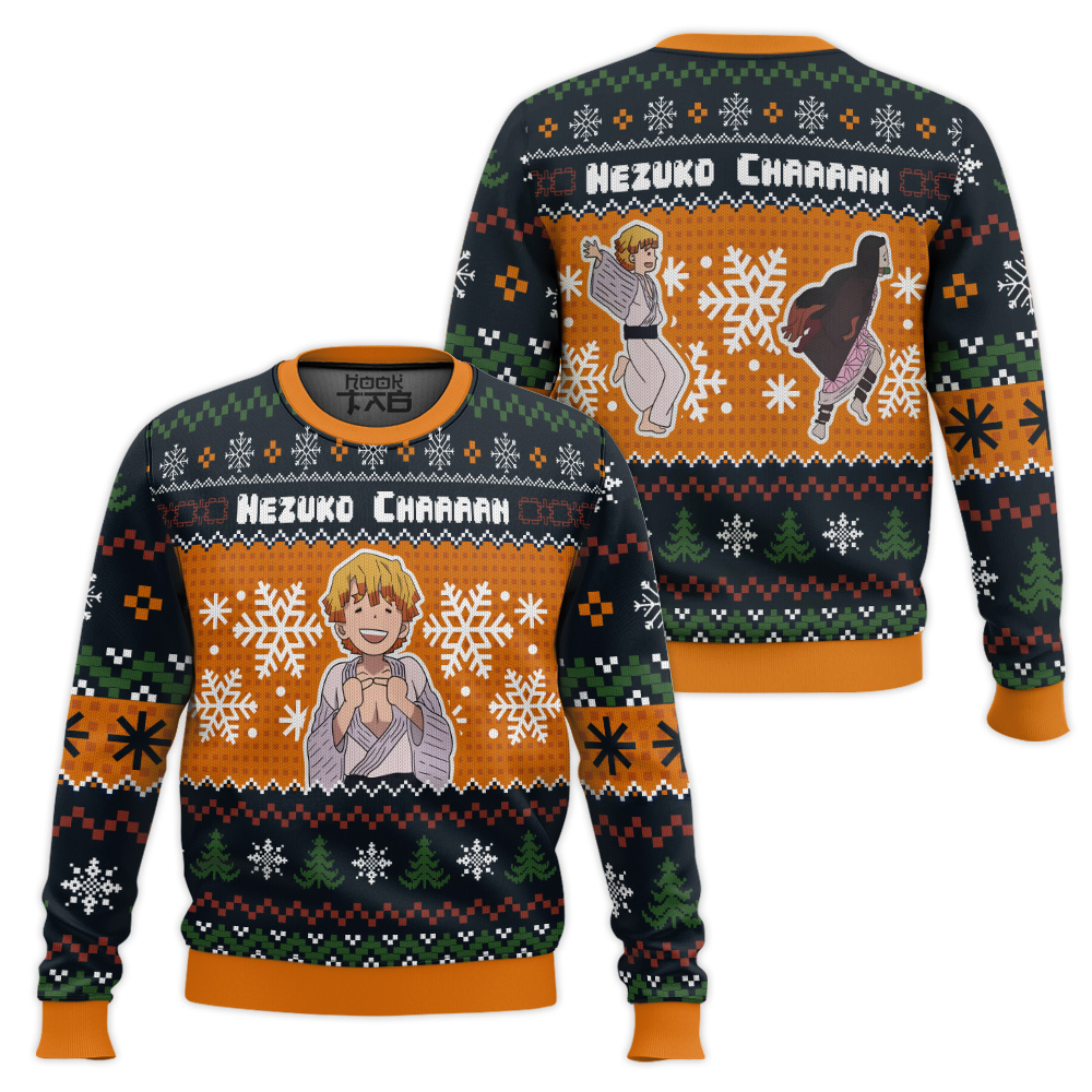 Nezuko Chaaaan Demon Slayer Ugly Christmas Sweater