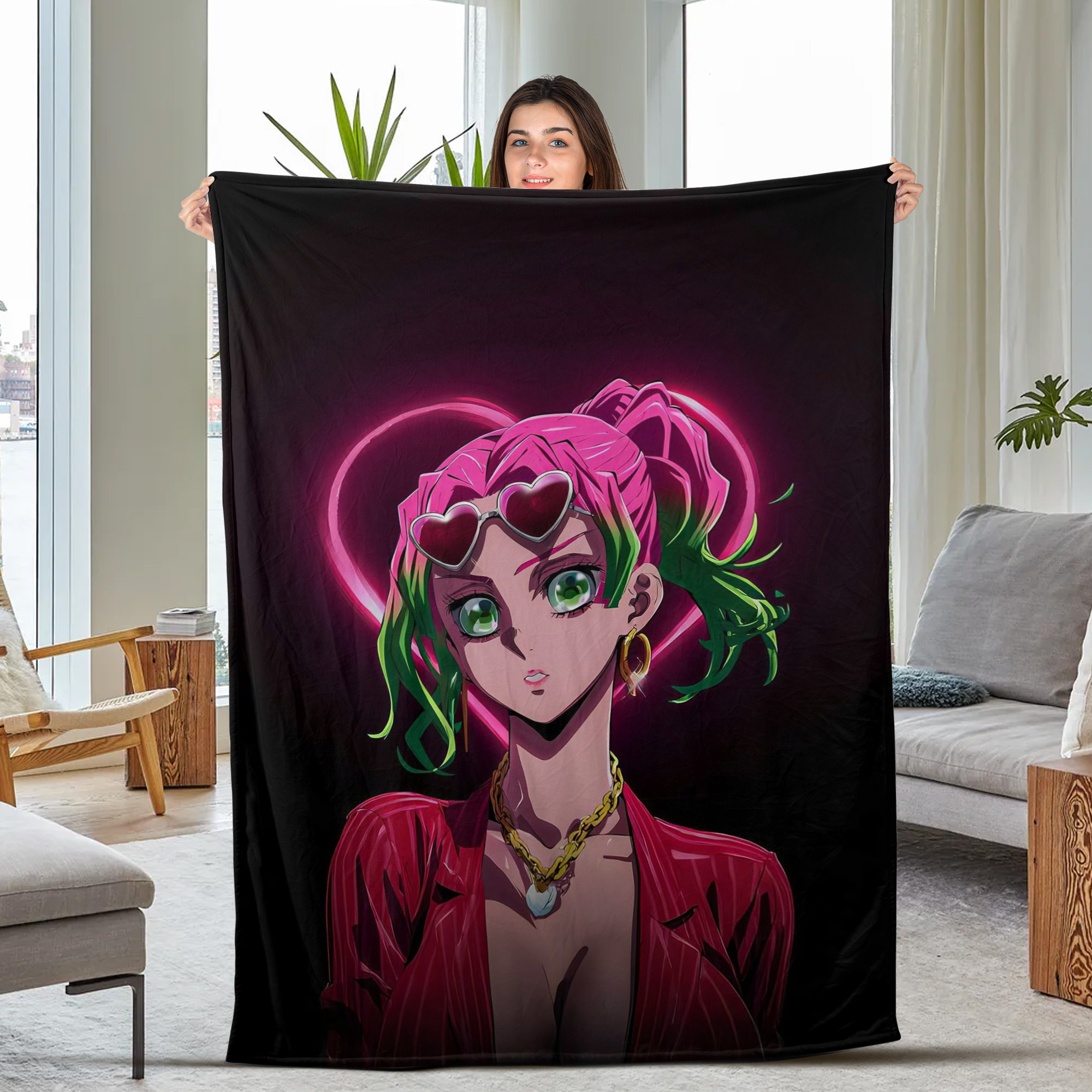 Demon Slayer Moon Breathing Stance Fleece Blanket
