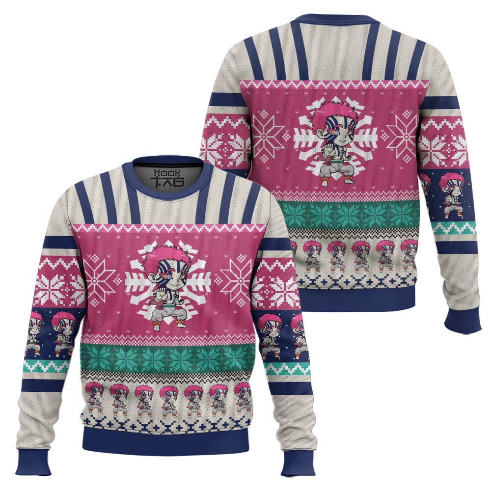 3D Anime Demon Slayer Akaza Ugly Christmas Sweater