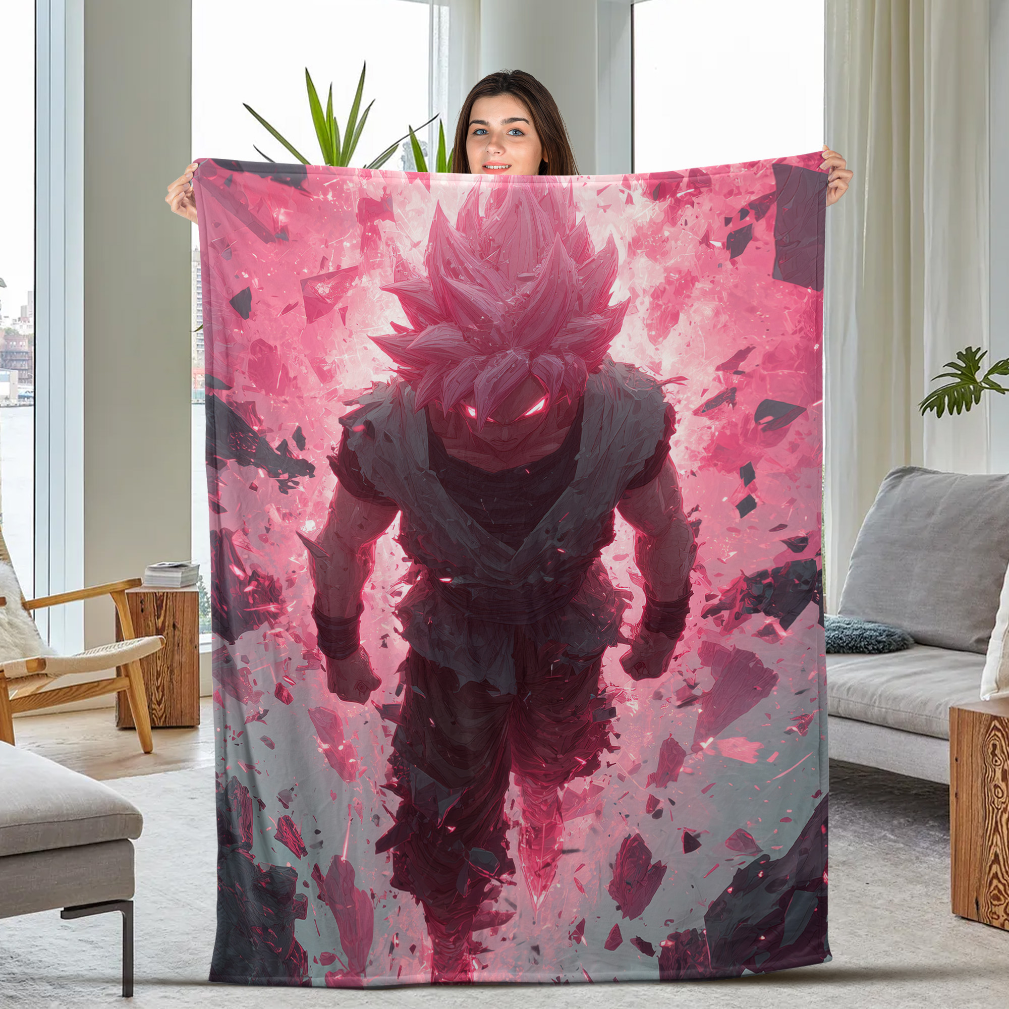 Super Saiyan Battle Pose Fleece Blanket