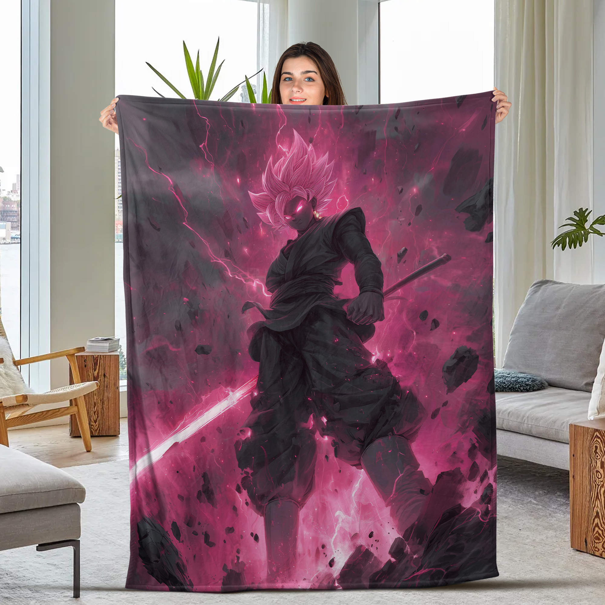 Super Saiyan Sword Stance Fleece Blanket