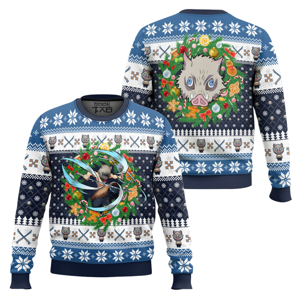 Christmas Hashibira Inosuke Demon Slayer Ugly Christmas Sweater