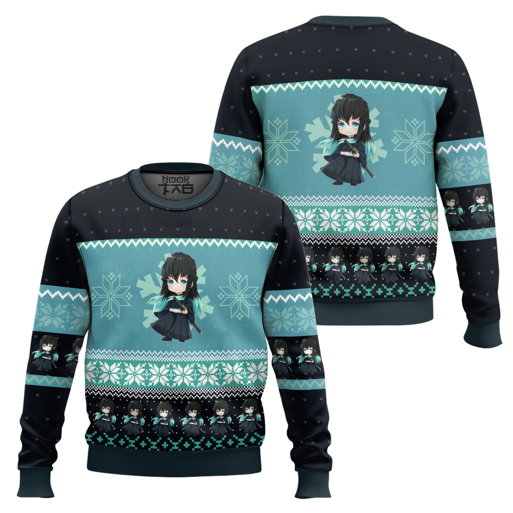 Chibi Christmas Muichiro Tokito Demon Slayer Ugly Christmas Sweater