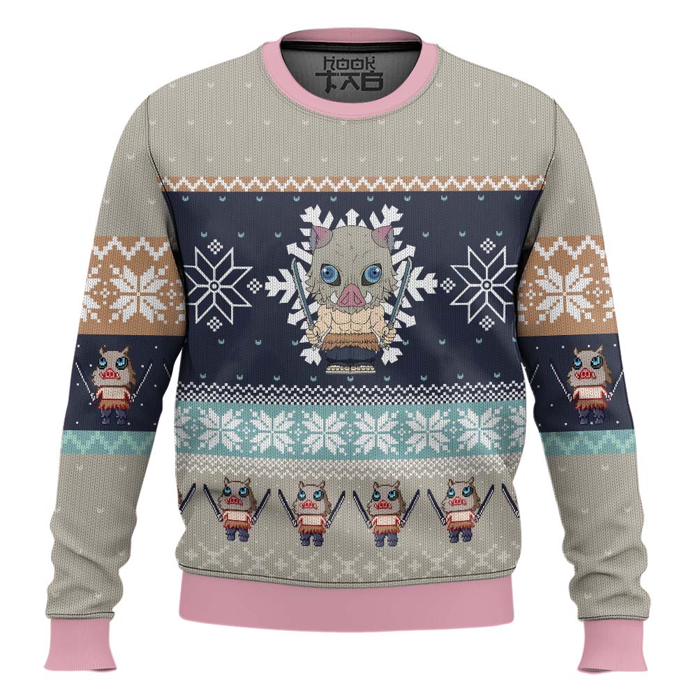 3D Anime Demon Slayer Inosuke Hashibira Ugly Christmas Sweater VA311153