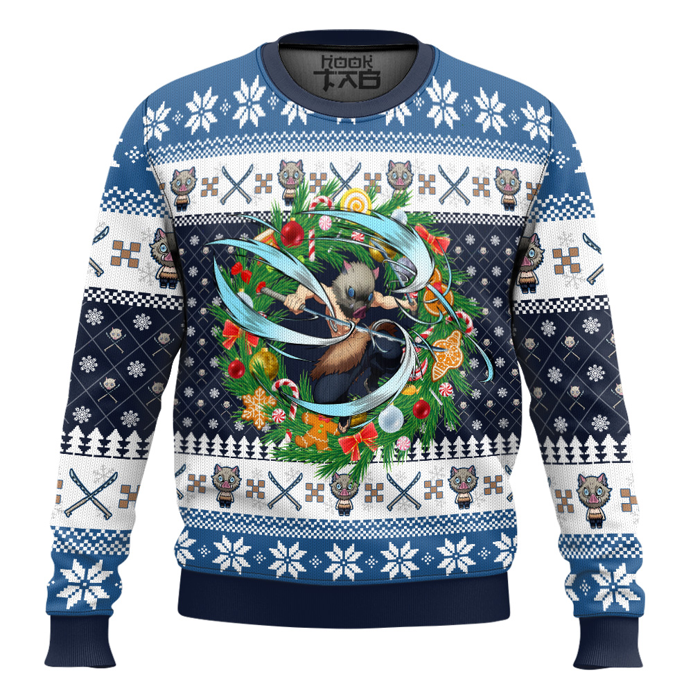 Christmas Hashibira Inosuke Demon Slayer Ugly Christmas Sweater