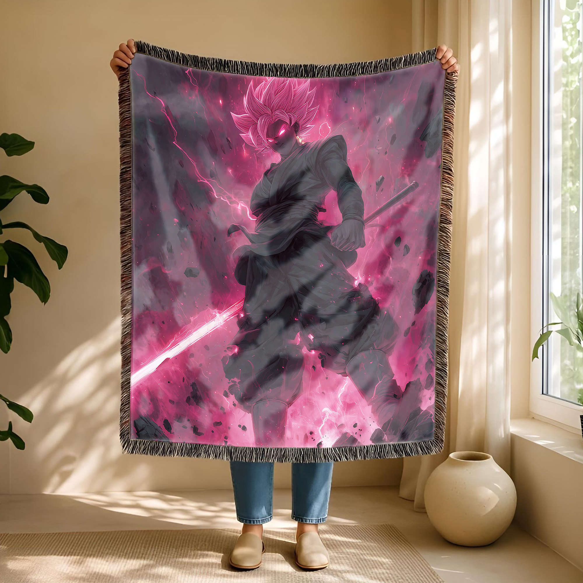 Anime Blanket Super Saiyan Rosé Smirk Expression