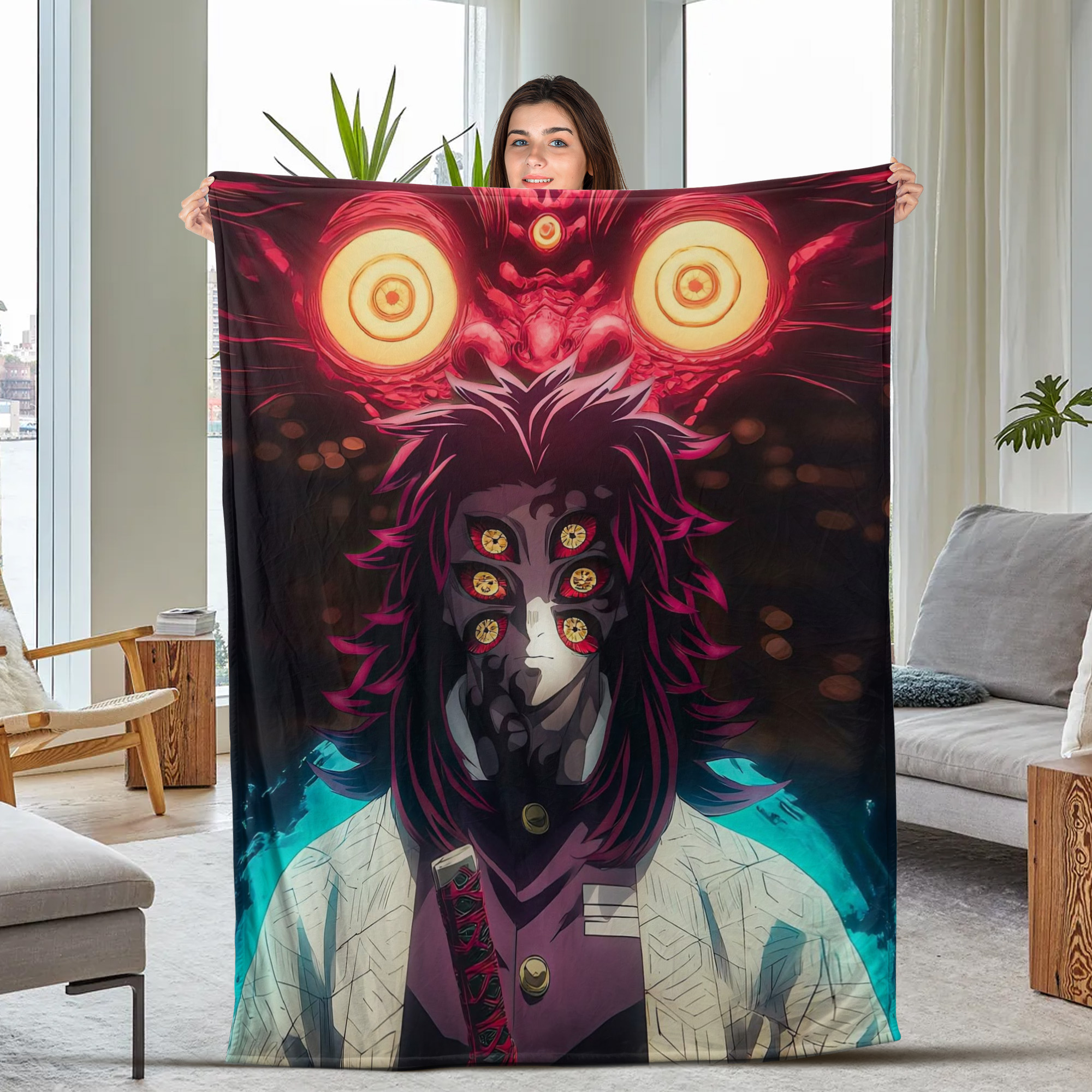 Demon Slayer Water Breathing Pose Fleece Blanket