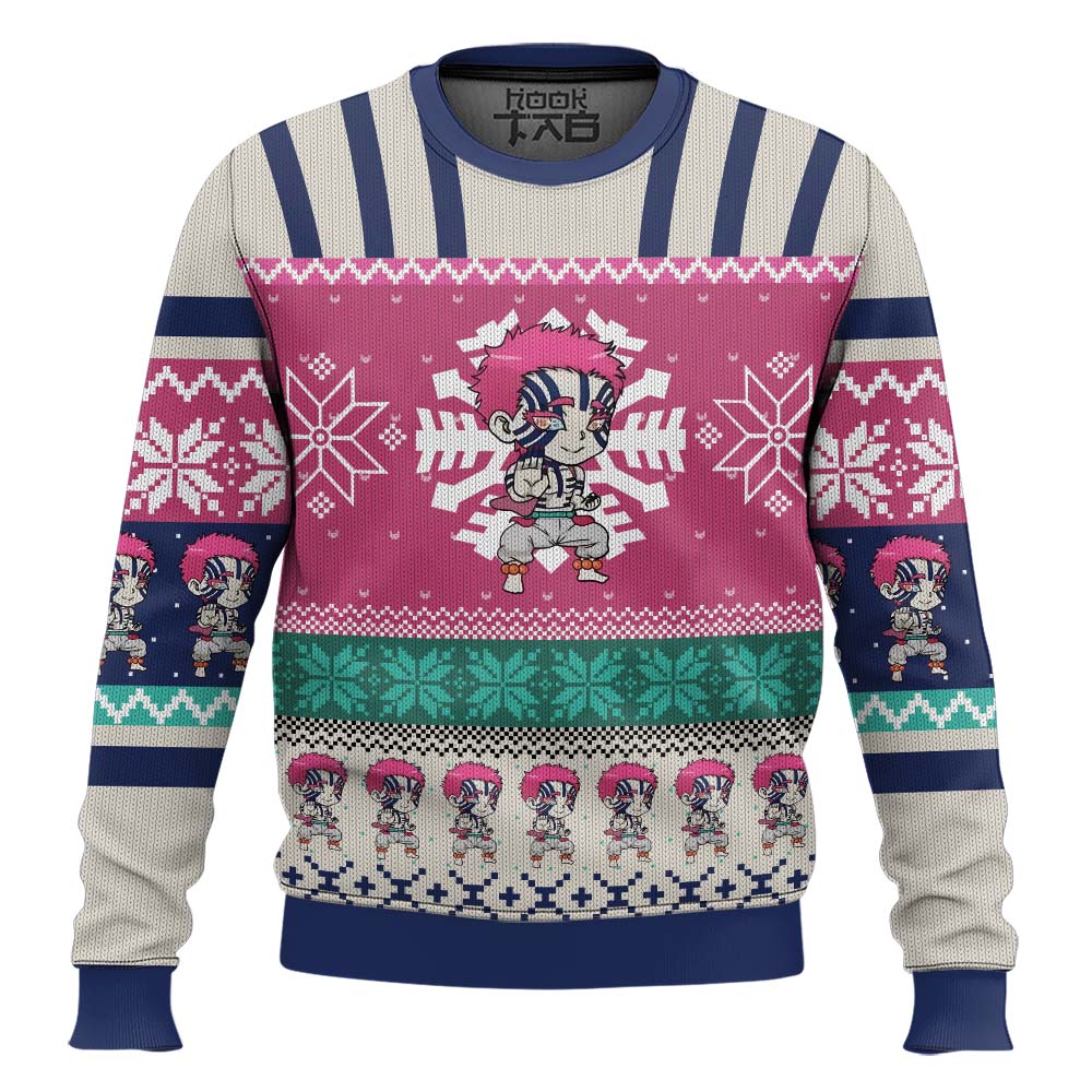 3D Anime Demon Slayer Akaza Ugly Christmas Sweater