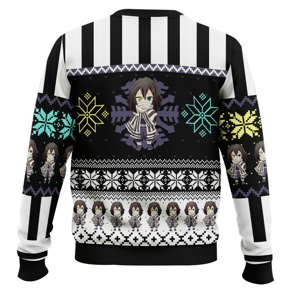Chibi Christmas Obanai Iguro Demon Slayer Ugly Christmas Sweater
