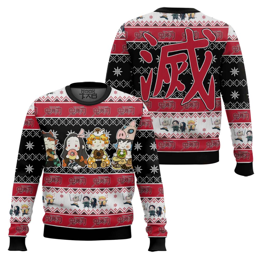 3D Anime Demon Slayer Tanjiro Friends Fandom Ugly Christmas Sweater VA311037