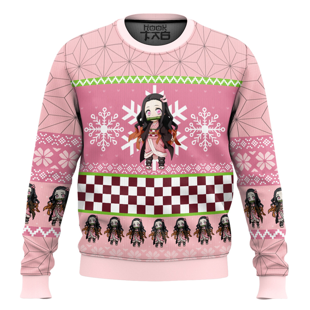 Chibi Christmas Nezuko Kamado Demon Slayer Ugly Christmas Sweater