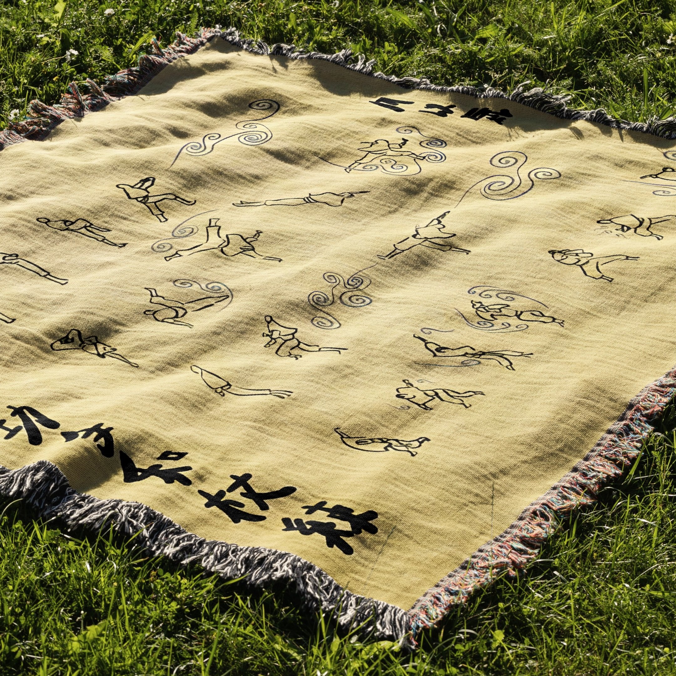 Air Scroll Woven Blanket Tapestry By Moekyo